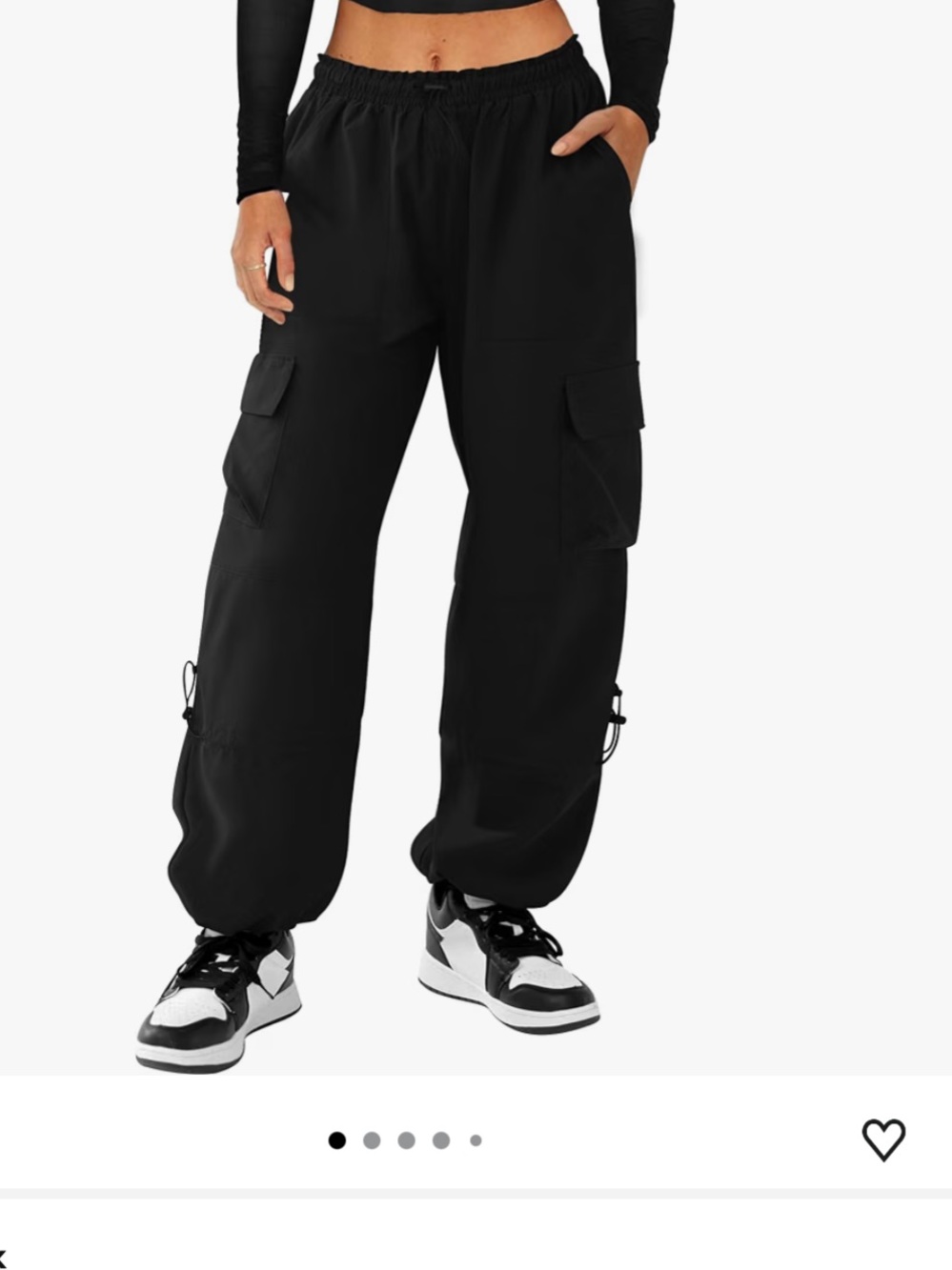Women's Black Parachute Cargo Jogger Pants